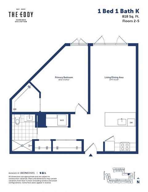 a floor plan of a unit with a bedroom and a bathroom